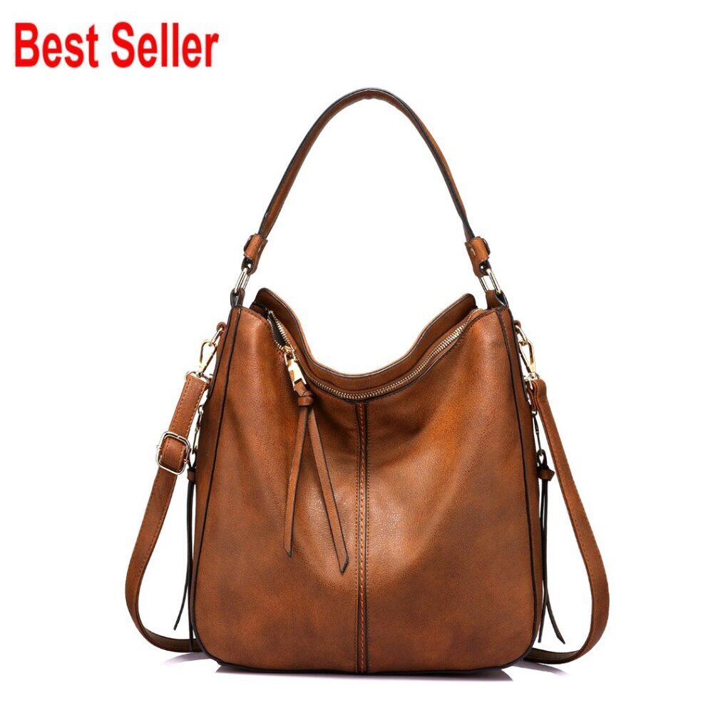 Faux Leather Hobo Crossbody Bag Large Capacity Adjustable Strap